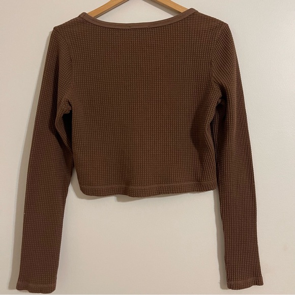 MWL Waffle Long Sleeve Crop Top Large - Picture 6 of 10